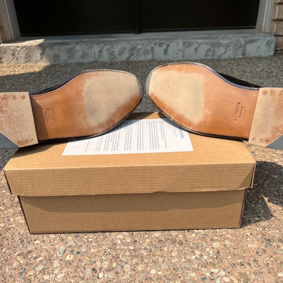 J.M. Weston 11D Black Leather Half-Hunt Derby w/ Shoe Trees - Picture 10 of 14